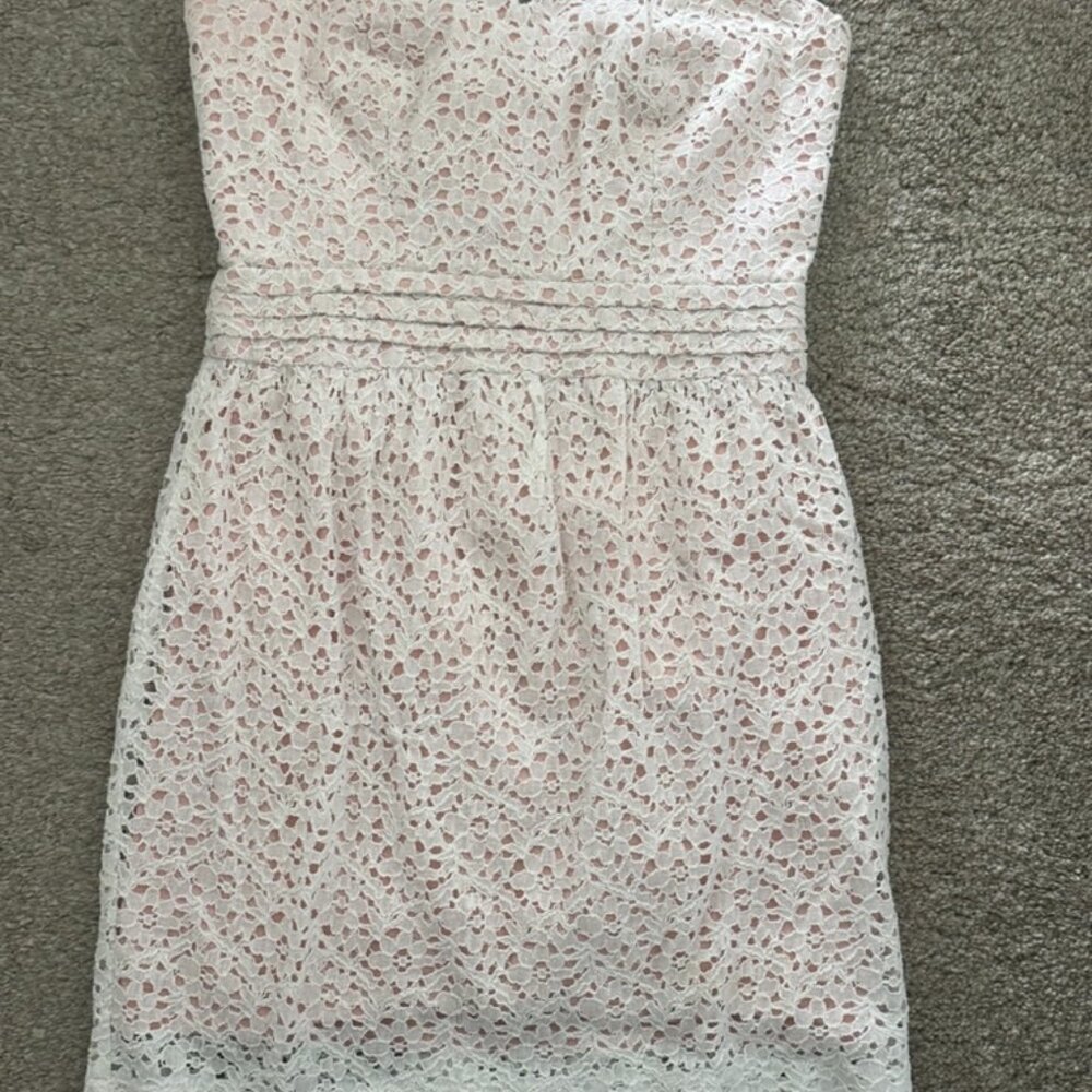 Pins and Needles Strapless White Lace Overlay Dress | Size 4